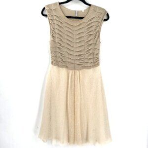 IISLI Tux Dress S Mohair Blend Luxury Knit Sweater Dress Tan Gold Ivory Cream